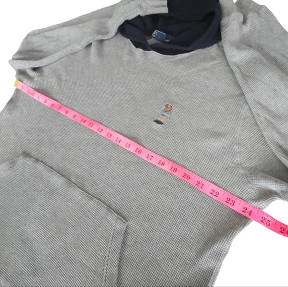 Polo Ralph Lauren Spell Out Bear Waffle Knit Hoodie Sweatshirt Size Large - Picture 14 of 16